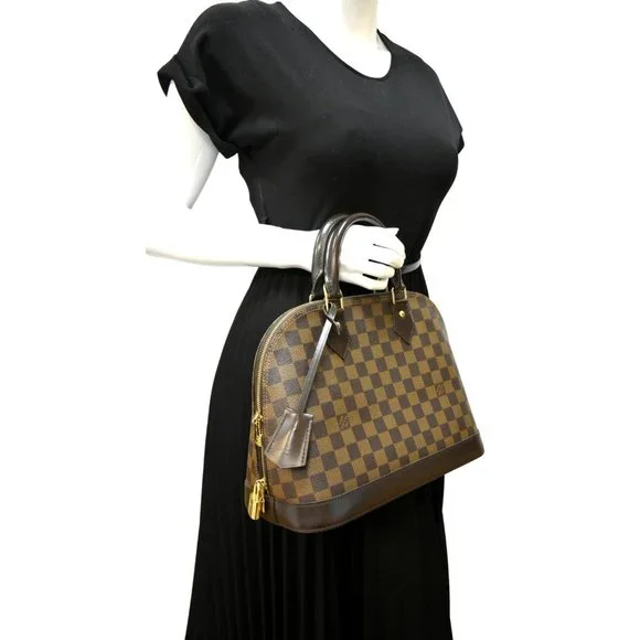 LOUIS VUITTON  Alma PM Damier Ebene Satchel Bag Brown - Picture 2 of 14